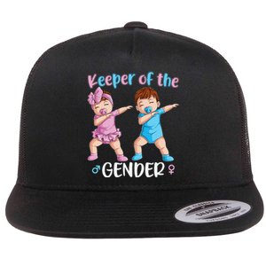 Keeper Of The Gender Reveal Party Baby Announcement  Flat Bill Trucker Hat