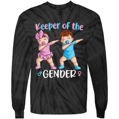 Keeper Of The Gender Reveal Party Baby Announcement  Tie-Dye Long Sleeve Shirt