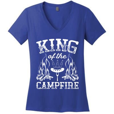 King Of The Campfire Bonfire Camping Couples Gift Cute Gift Women's V-Neck T-Shirt