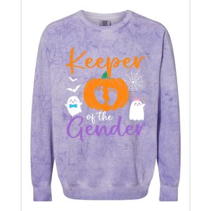 Keeper Of The Gender Reveal Halloween Pregnancy Pumpkin Gift Colorblast Crewneck Sweatshirt