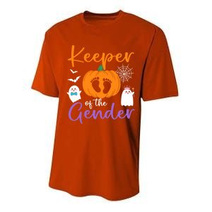 Keeper Of The Gender Reveal Halloween Pregnancy Pumpkin Gift Performance Sprint T-Shirt