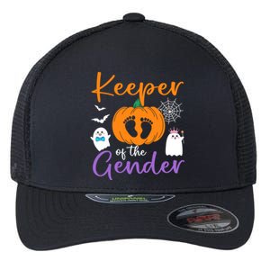 Keeper Of The Gender Reveal Halloween Pregnancy Pumpkin Gift Flexfit Unipanel Trucker Cap