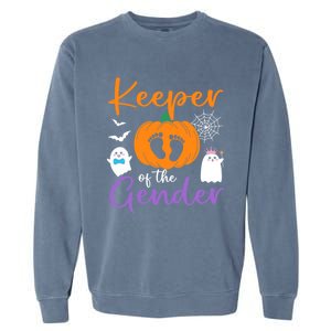 Keeper Of The Gender Reveal Halloween Pregnancy Pumpkin Gift Garment-Dyed Sweatshirt