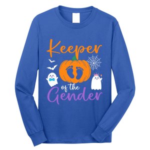 Keeper Of The Gender Reveal Halloween Pregnancy Pumpkin Gift Long Sleeve Shirt