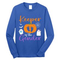 Keeper Of The Gender Reveal Halloween Pregnancy Pumpkin Gift Long Sleeve Shirt