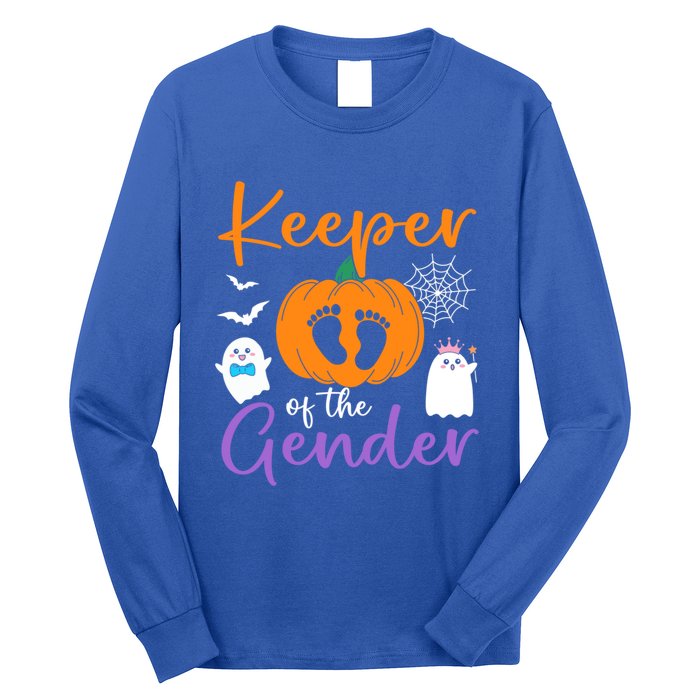 Keeper Of The Gender Reveal Halloween Pregnancy Pumpkin Gift Long Sleeve Shirt