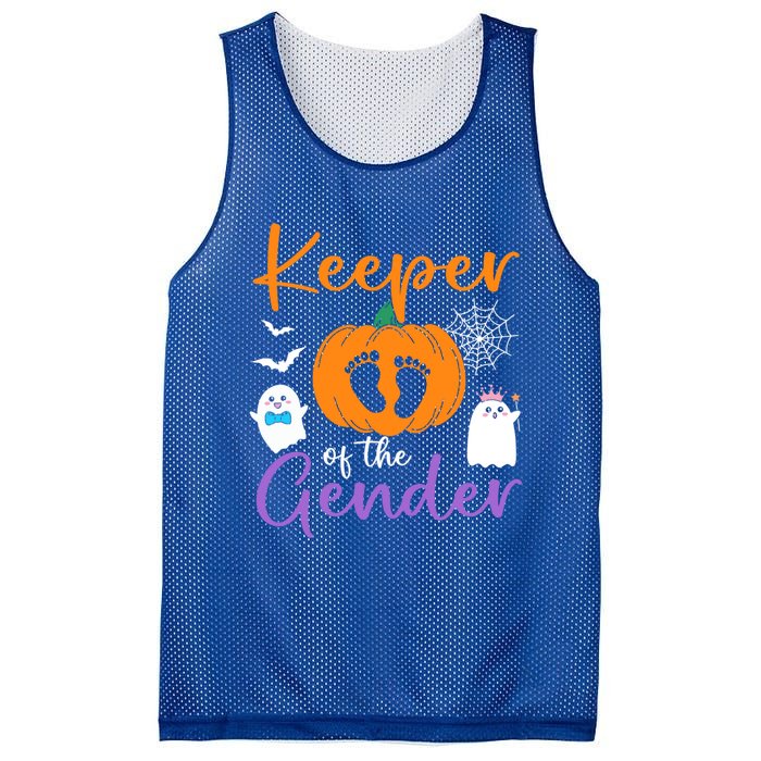 Keeper Of The Gender Reveal Halloween Pregnancy Pumpkin Gift Mesh Reversible Basketball Jersey Tank