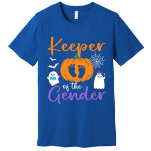 Keeper Of The Gender Reveal Halloween Pregnancy Pumpkin Gift Premium T-Shirt