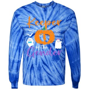 Keeper Of The Gender Reveal Halloween Pregnancy Pumpkin Gift Tie-Dye Long Sleeve Shirt