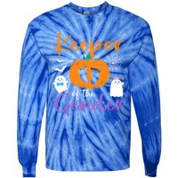 Keeper Of The Gender Reveal Halloween Pregnancy Pumpkin Gift Tie-Dye Long Sleeve Shirt