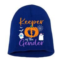 Keeper Of The Gender Reveal Halloween Pregnancy Pumpkin Gift Short Acrylic Beanie