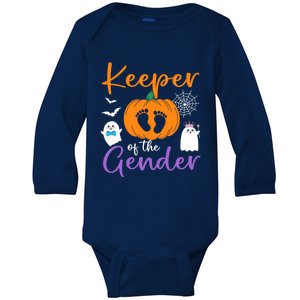 Keeper Of The Gender Reveal Halloween Pregnancy Pumpkin Gift Baby Long Sleeve Bodysuit