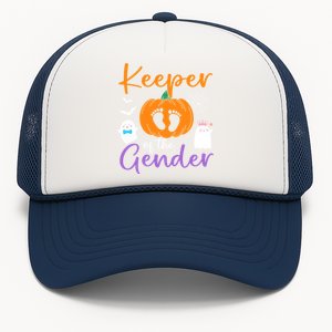 Keeper Of The Gender Reveal Halloween Pregnancy Pumpkin Gift Trucker Hat