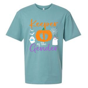 Keeper Of The Gender Reveal Halloween Pregnancy Pumpkin Gift Sueded Cloud Jersey T-Shirt