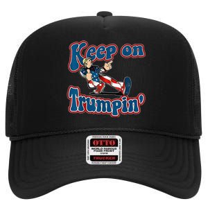 Keep On Trumpin Trump For President 2024 High Crown Mesh Back Trucker Hat