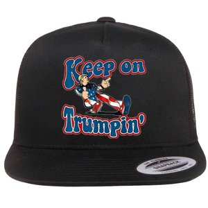 Keep On Trumpin Trump For President 2024 Flat Bill Trucker Hat