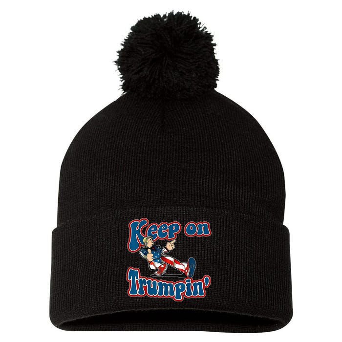 Keep On Trumpin Trump For President 2024 Pom Pom 12in Knit Beanie