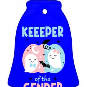 Keeper Of The Gender Reveal Cute Ghosts Team Booy Or Ghoul Gift Ceramic Bell Ornament