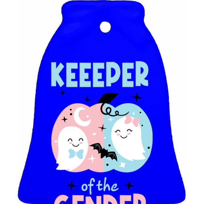 Keeper Of The Gender Reveal Cute Ghosts Team Booy Or Ghoul Gift Ceramic Bell Ornament