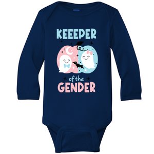 Keeper Of The Gender Reveal Cute Ghosts Team Booy Or Ghoul Gift Baby Long Sleeve Bodysuit