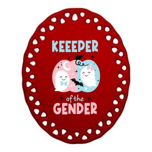 Keeper Of The Gender Reveal Cute Ghosts Team Booy Or Ghoul Gift Ceramic Oval Ornament