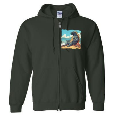 Kaiju On The Beach Suntanning Vacation Ocean Holiday Party Full Zip Hoodie