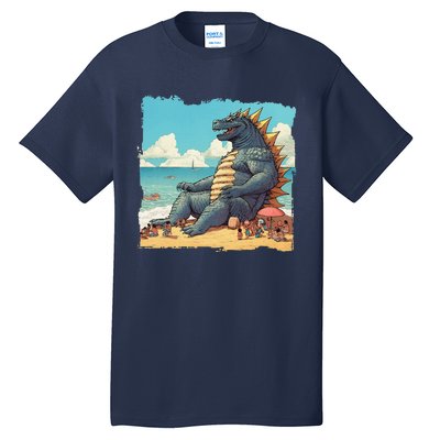 Kaiju On The Beach Suntanning Vacation Ocean Holiday Party Tall T-Shirt