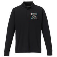 Keeper Of The Gender Baby Shower Gender Reveal Party Performance Long Sleeve Polo