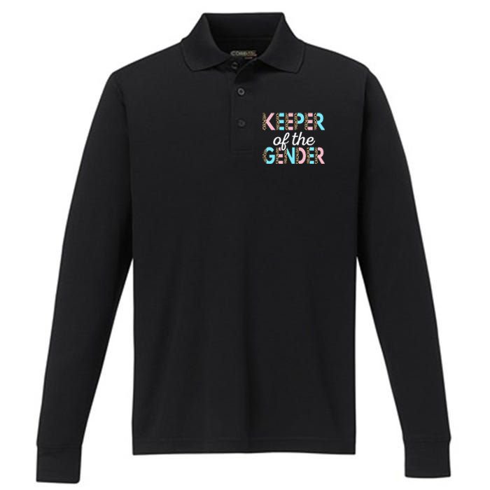 Keeper Of The Gender Baby Shower Gender Reveal Party Performance Long Sleeve Polo