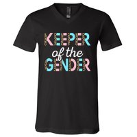 Keeper Of The Gender Baby Shower Gender Reveal Party V-Neck T-Shirt