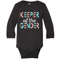 Keeper Of The Gender Baby Shower Gender Reveal Party Baby Long Sleeve Bodysuit