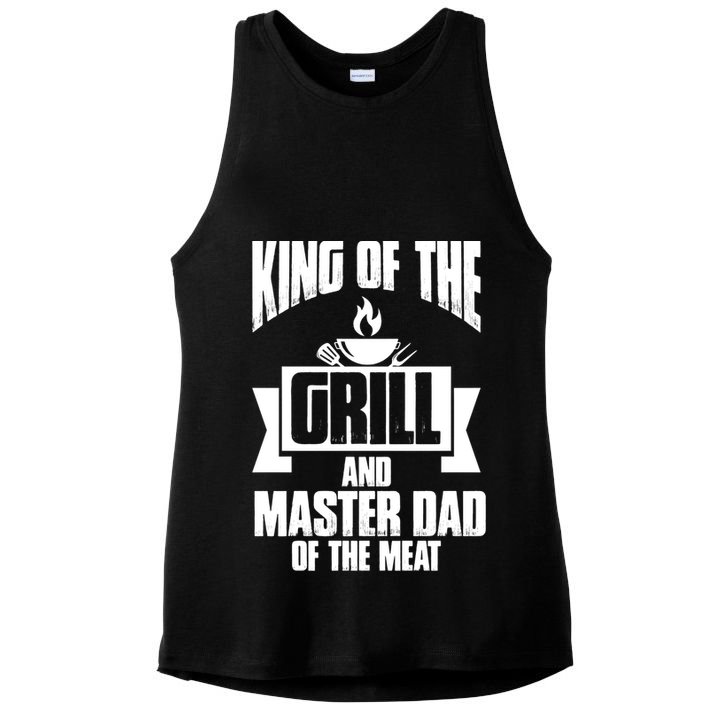 King Of The Grill And Master Dad Of The Meat Funny Gift Ladies PosiCharge Tri-Blend Wicking Tank