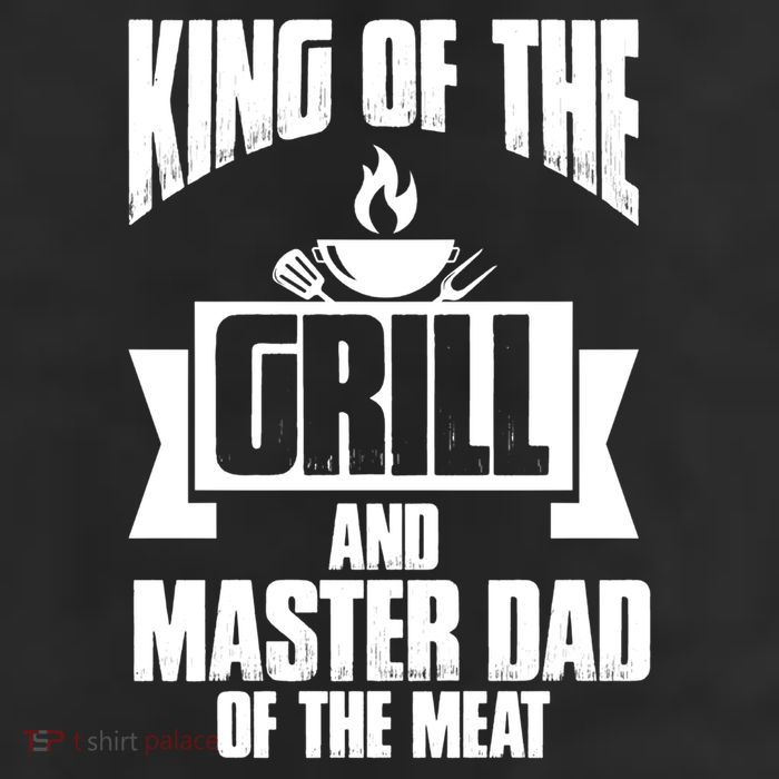 King Of The Grill And Master Dad Of The Meat Funny Gift 7 Panel Mesh Trucker Snapback Hat