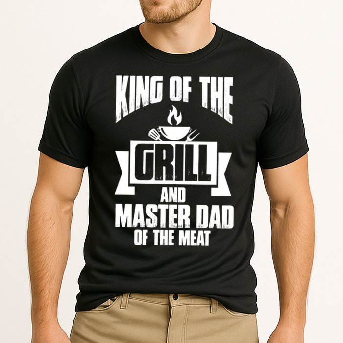 King Of The Grill And Master Dad Of The Meat Funny Gift Cooling Performance Crew T-Shirt