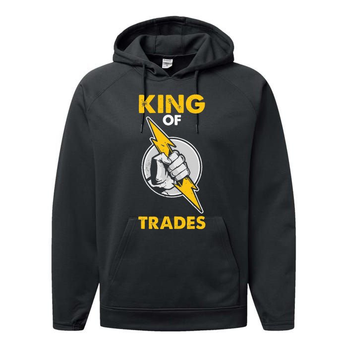 King Of Trades Electrician Performance Fleece Hoodie