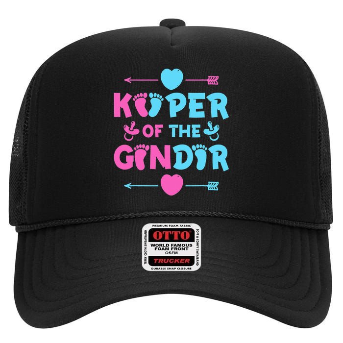 Keeper of the Gender Baby Party Gender Reveal Announcement High Crown Mesh Back Trucker Hat