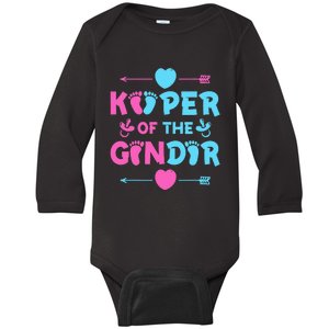 Keeper of the Gender Baby Party Gender Reveal Announcement Baby Long Sleeve Bodysuit