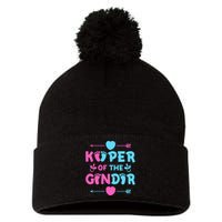 Keeper of the Gender Baby Party Gender Reveal Announcement Pom Pom 12in Knit Beanie