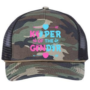 Keeper of the Gender Baby Party Gender Reveal Announcement Retro Rope Trucker Hat Cap