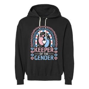 Keeper Of The Gender Reveal Announcement Baby Shower Party Garment-Dyed Fleece Hoodie