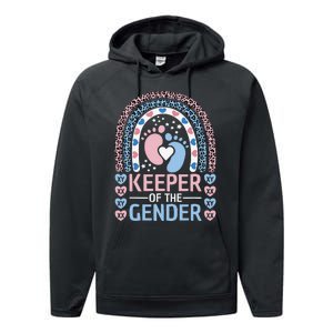 Keeper Of The Gender Reveal Announcement Baby Shower Party Performance Fleece Hoodie