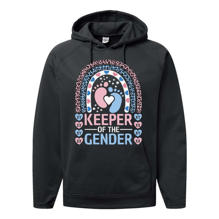 Keeper Of The Gender Reveal Announcement Baby Shower Party Performance Fleece Hoodie