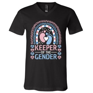 Keeper Of The Gender Reveal Announcement Baby Shower Party V-Neck T-Shirt