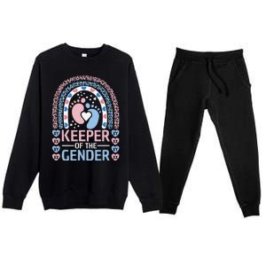 Keeper Of The Gender Reveal Announcement Baby Shower Party Premium Crewneck Sweatsuit Set