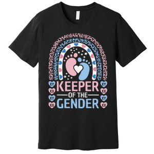 Keeper Of The Gender Reveal Announcement Baby Shower Party Premium T-Shirt