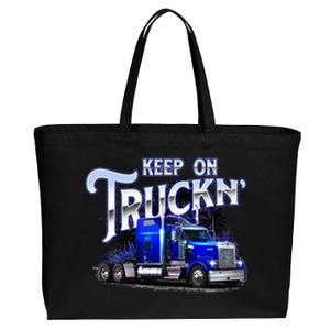 Keep On Truckn Semi Truck Driver Trucker Trucking Mechanic Cotton Canvas Jumbo Tote