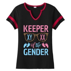 Keeper Of The Gender Baby Shower Gender Reveal Party Outfit Ladies Halftime Notch Neck Tee