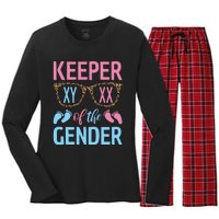 Keeper Of The Gender Baby Shower Gender Reveal Party Outfit Women's Long Sleeve Flannel Pajama Set 