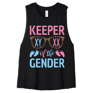 Keeper Of The Gender Baby Shower Gender Reveal Party Outfit Women's Racerback Cropped Tank