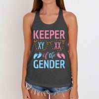 Keeper Of The Gender Baby Shower Gender Reveal Party Outfit Women's Knotted Racerback Tank